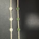 PULSEIRA TREVO CRAVEJADA VERDE / BRANCA